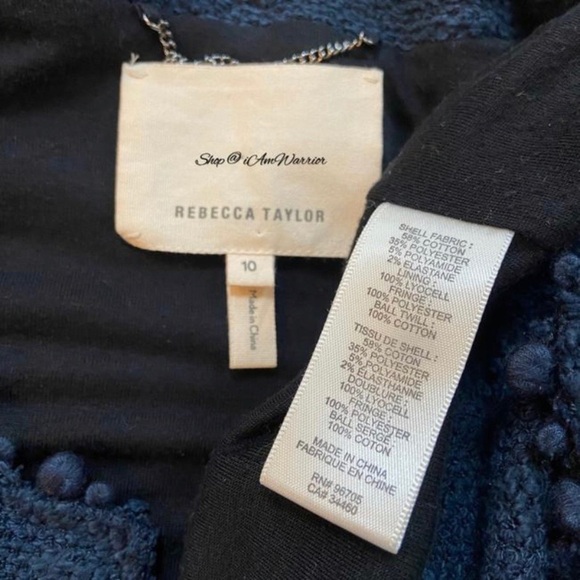 Rebecca Taylor navy blue stretch boucle jacket *shop@iamwarrior - Picture 15 of 16